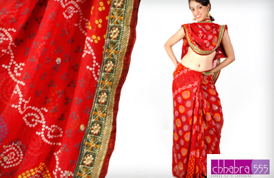 Chhabra Maroon 'Bandhani' saree