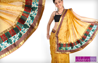 Chhabra 'Mustard Crepe' saree