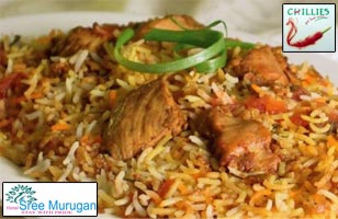 Rs. 150 for unlimited Chicken biryani and soup worth Rs. 500 at Chillies ? Hotel Sree Murugan 