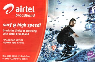 Rs. 99 to get a free Airtel Broadband connection worth Rs. 1500 at Catch World Telecom Service