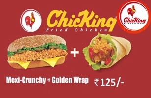 Rs. 125 to enjoy mexi-crunchy & golden wrap worth Rs. 198 at Chicking