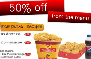 Rs. 36 to avail 50% off on food from the menu at Mexican Fried Chicken