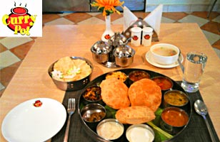 Rs. 32 for a Buy-1-Get-1 offer on North India or South Indian thali