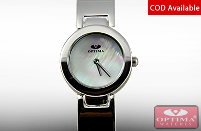Optima white round dial ladies watch
