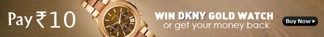 Pay Rs. 10 to get a chance to win a DKNY watch and get your money back too!  