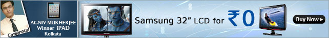 Pay Rs. 0 and get a chance to win a Samsung 32-inch LCD television\