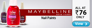 Maybelline nail paints at Rs 76 only