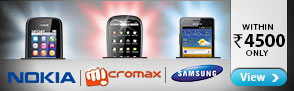 Mobile Phones from Nokia,Samsung & more within Rs.4500 only