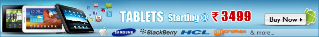 Tablets starting@ Rs.3499;Apple, Blackberry, Samsung, HCL,  Micromax
