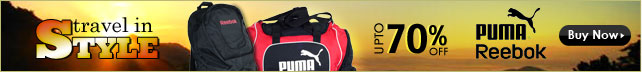 Up to 70% off - Puma & Reebok travel bags