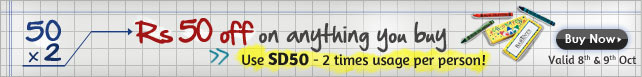 Rs 50 off on everything - can use twice