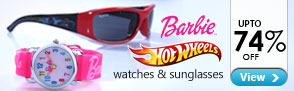 Upto 74% off Sunglasses and Watches from Barbie & Hotwheels!
