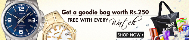 Get a Goodie Bag worth Rs. 250 Free with every Watch