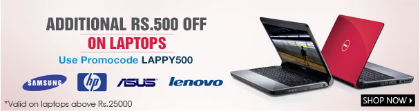  Additional Rs.500 off on Laptops