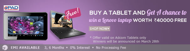 Buy a tablet and get a chance to win a lenevo laptop