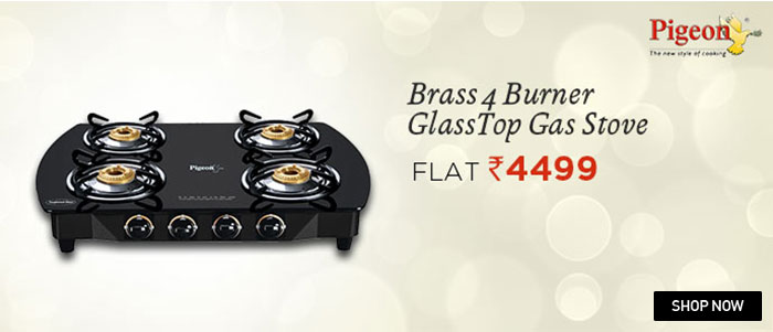 Pigeon Brass 4 Burner GlassTop Gas Stove