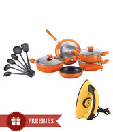 Birde 14 Pcs Non Stick Cookware Set With Free Travel Iron