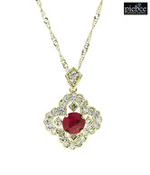 Piebee Silver String Ruby Pendant Necklace