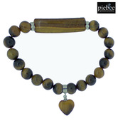 Piebee Tiger's Eye Heart Charm Bracelet
