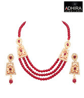 Adhira Royal Red Beads Necklace Set
