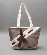 A-maze Brown Mesh Bow Handbag