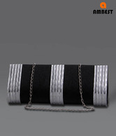 Ambest Black & Silver Glass Clutch