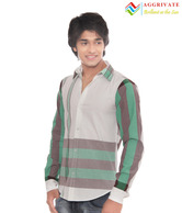 Aggrivate Green & White Striped Shirt