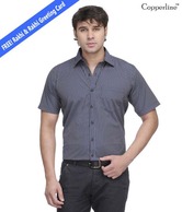 Copperline Shady Navy Blue Shirt With Free Rakhi & Greeting Card