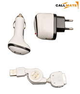 Callmate 3-in-1 USB Travel charger for I Phone 3G -4G Combo Pack