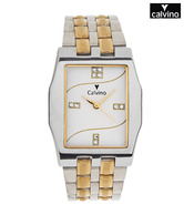 Calvino Stylish White Studded Dial Watch