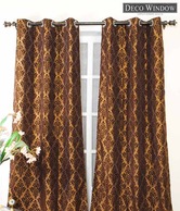 Deco Window Gorgeous Brown Block Print Curtain