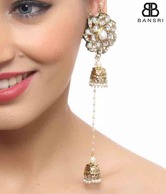 Bansri Kundan Pearl Jhumki Earring