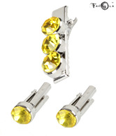 Favola Modish Yellow Cufflinks & Tie-Pin Set