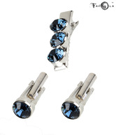Favola Elegant Blue Cufflinks & Tie-Pin Set