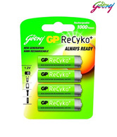 Godrej GP ReCyko 4xAA 2100mAh Ready to Use NiMH Rechargeable Batteries