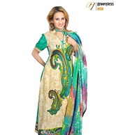 Groovytexx Green Unstitched Suit Length
