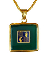 Dijyo Hanuman Chalisa & Ganesh Stotra Square Green Onyx Pendant