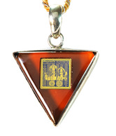 Dijyo Laxmi & Vishnu Sahasranam Triangular Red Onyx Pendant