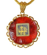 Dijyo Laxmi & Vishnu Sahasranam Flower Red Onyx Pendant