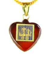 Dijyo Laxmi & Vishnu Sahasranam Heart Red Onyx Pendant