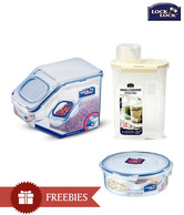 Lock & Lock Rice Grain Container Set With Free Roti Container