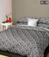 H&A Printed Black & White Double Bed Sheet