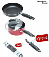 Hamilton Beach Skillet & Covered Sauce Pan Combo With Free Peeler & Can Opener