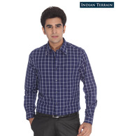 Indian Terrain Navy Blue Checkered Shirt