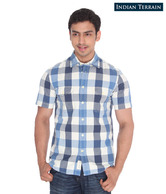Indian Terrain Blue-White Checkered Shirt
