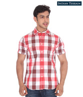 Indian Terrain Red-White Checkered Shirt