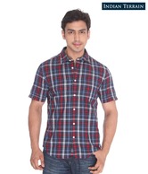 Indian Terrain Navy Blue-Red Shirt