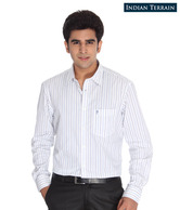 Indian Terrain White-Blue Striped Shirt