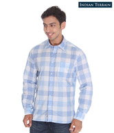 Indian Terrain Sky Blue-White Shirt