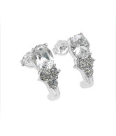 Johareez White Cubic Zircon Silver Earrings